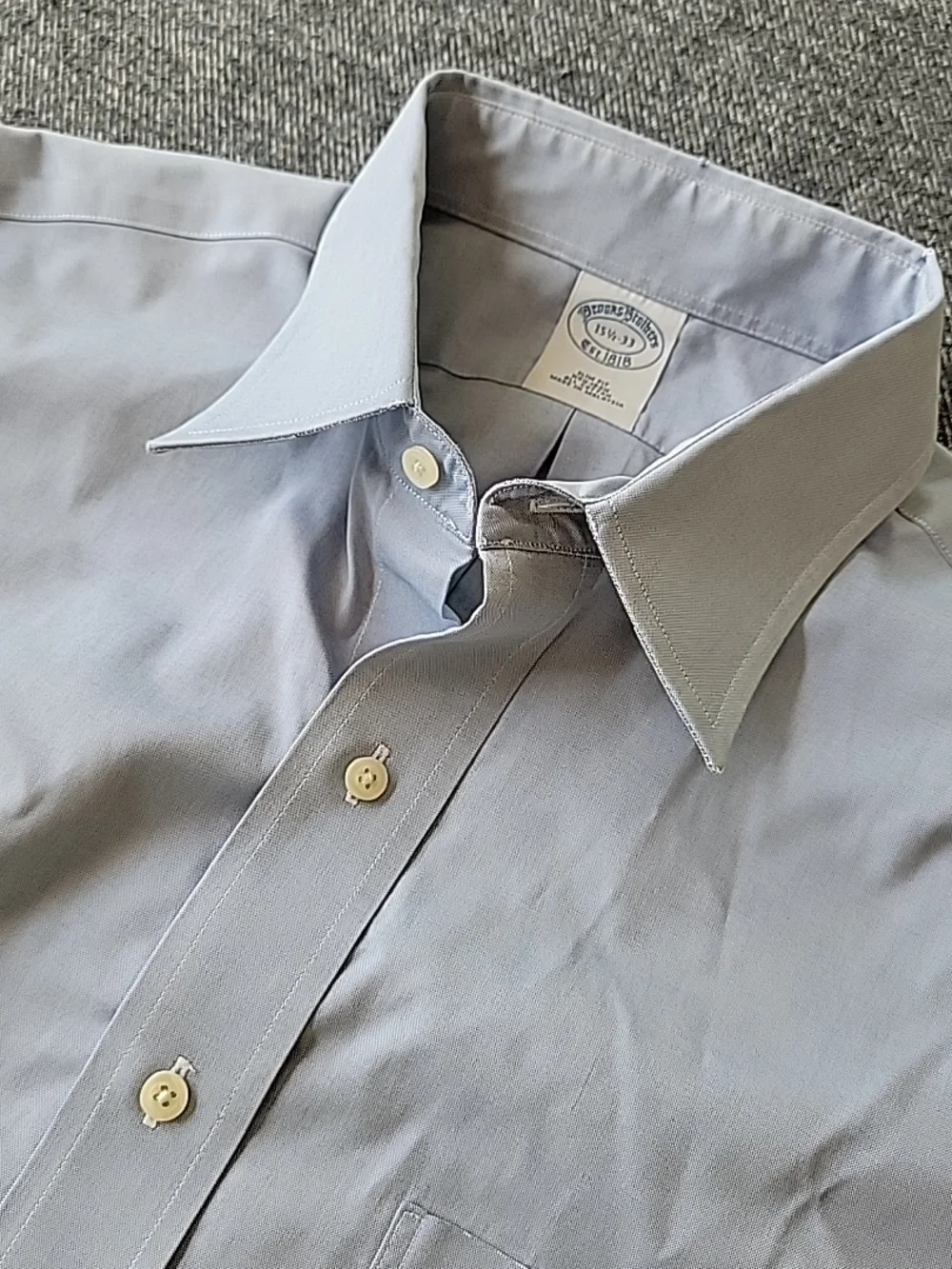 Brooks Brothers Dress Shirt Men's 15.5 33 Slim Fit Blue Long Sleeve‎ Button Up